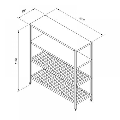 Portashelf İstif Rafı, 2 Düz 2 Izgara Tabla, 190x60 cm