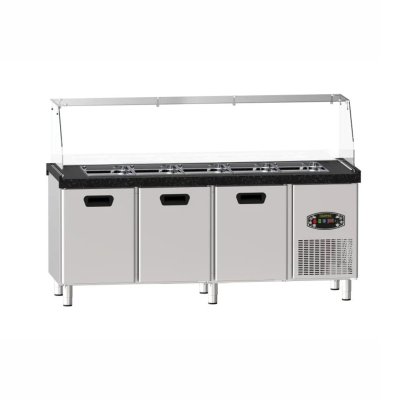 Dampak Soğutmalı Tezgah Tipi 3 Kapılı Saladbar 200x70x85 cm  120 Kg
