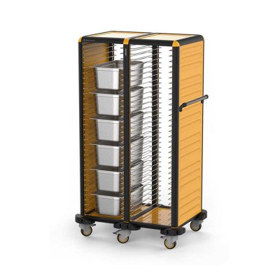 Gastrolley 150 İkili Gastronorm Küvet Taşıma Arabası, 2 Yanı Kapalı, 93x71x174 cm