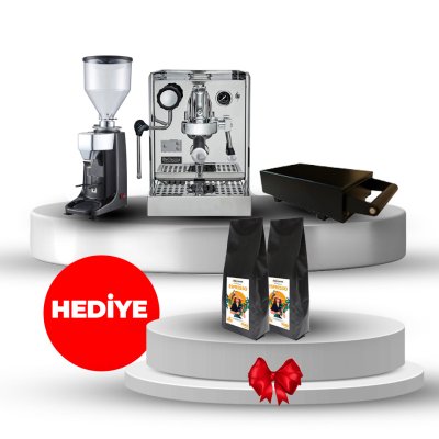 Horecamark Bellezza Set, Bellezza Chiara Tek Gruplu Espresso Makinesi, Belleza Kahve Posa Çekmecesi, Vosco KD-25S Kahve Değirmeni, Hediye 2 Kg Horecamark Espresso Çekirdek Kahve