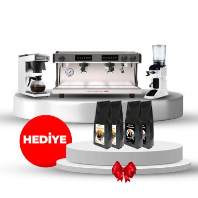 Horecamark Di Giorgio Light Set, Di Giorgio Lab100 Espresso Kahve Makinesi, Cunill MOVIE TRON On Demand Kahve Değirmeni, HRC120 Filtre Kahve Makinesi, Hediye 2x 1KG Öğütülmüş Filtre Kahve ve 2x 1KG Espresso Çekirdek Kahve