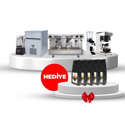 Horecamark Faema Set, Faema E98 UP A/2 Tall Cup Espresso Makinesi, Cunill Movie Tron Grinder, Horecamark HRC120 Filtre Kahve Makinesi, Portabianco Bar Blender, Iceinox 35 KG Buz Makinesi, 5 Kg Horecamark Espresso Çekirdek Kahve