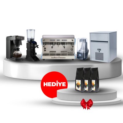 Horecamark La San Marco Upgrade Set, La San Marco Delecta Espresso Kahve Makinesi, Cunill MOVIE TRON Kahve Değirmeni, HRC120 Filtre Kahve Makinesi, Iceinox ICE 35 Buz Makinesi, Özti CB699-D Bar Blender, Hediye 3x1 KG Horecamark Espresso Çekirdek Kahve