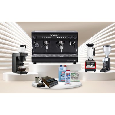 Horecamark Ottima Evo Cafe Set - 2 Gruplu Tam Otomatik Espresso Makinesi, Otomatik Kahve Değirmeni, Çift Potlu Filtre Kahve Makinesi, Profesyonel Bar Blender, Barista Hazırlık ve Temizlik Seti