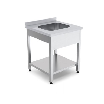 Horecamark Tek Evyeli Sırtlı Çalışma Tezgahı 600 x 600 mm
