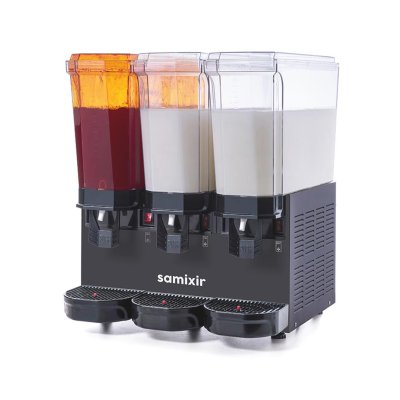 Samixir 60.SMMB Triple Klasik Fıskiyeli Karıştırıcılı ve Karıştırıcılı Soğuk İçecek Dispenseri, 20+20+20 L, Siyah