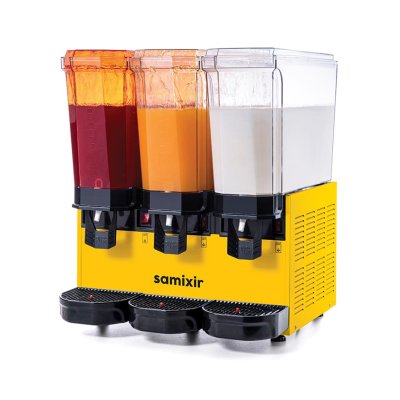 Samixir 60.SSMY Triple Klasik Fıskiyeli ve Fıskiyeli Karıştırıcılı Soğuk İçecek Dispenseri, 20+20+20 L, Sarı