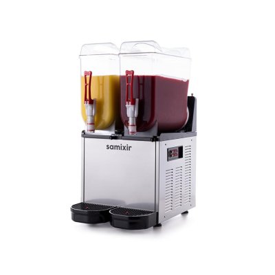 Samixir SLUSH24.I Twin Ice Slush Granita Milkshake ve Soğuk Meyve Suyu Dispenseri, 12+12 L, Inox