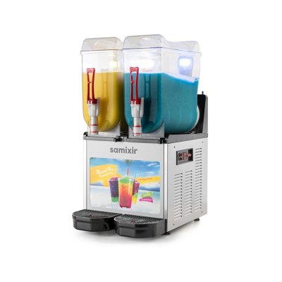 Samixir SLUSH24.IA Twin Allure Ice Slush Granita Milkshake ve Soğuk Meyve Suyu Dispenseri, 12+12 L, Inox