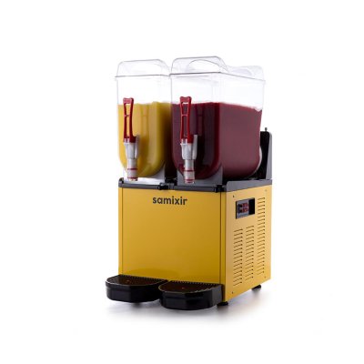 Samixir SLUSH24.Y Twin Ice Slush Granita Milkshake ve Soğuk Meyve Suyu Dispenseri, 12+12 L, Sarı