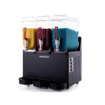 Samixir SLUSH36.B Triple Ice Slush Granita Milkshake ve Soğuk Meyve Suyu Dispenseri, 12+12+12 L, Siyah