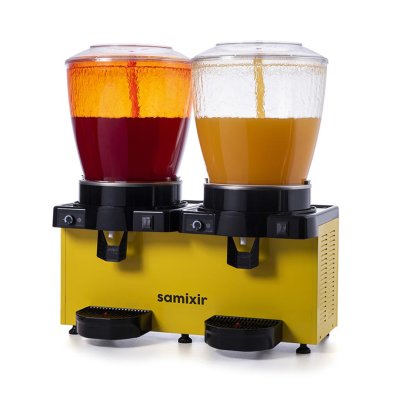 Samixir SS44.AY Panaromik Fıskiyeli Analog Twin Soğuk İçecek Dispenseri, 22+22 L, Sarı